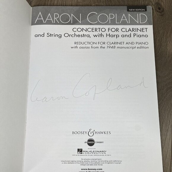 Concerto for Clarinet Reduction for Clarinet and Piano New Edition Copeland - Picture 5 of 6